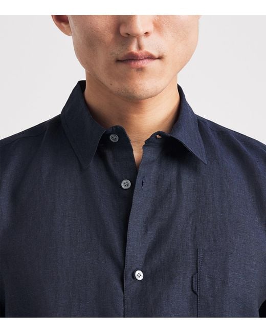 Derek Rose Blue Linen Monaco Shirt for men
