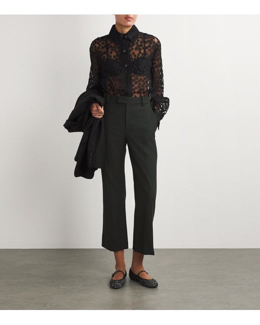 Maje Black Cropped Flared Trousers