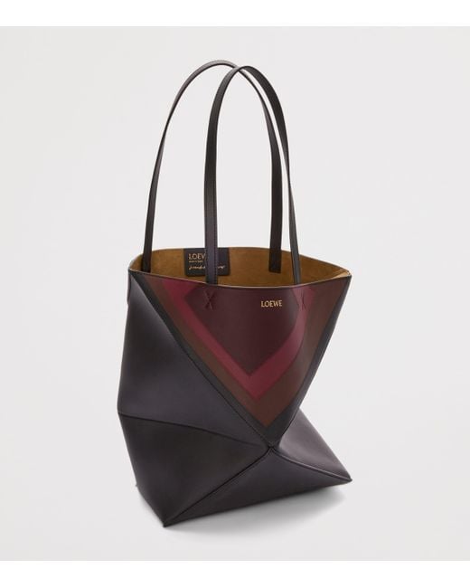 Loewe Purple X Albers Medium Leather Puzzle Fold Tote Bag