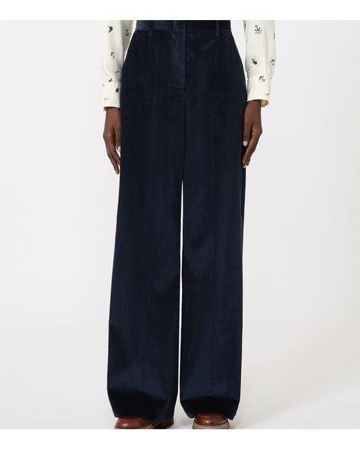Weekend by Maxmara Blue Corduroy Wide-Leg Trousers