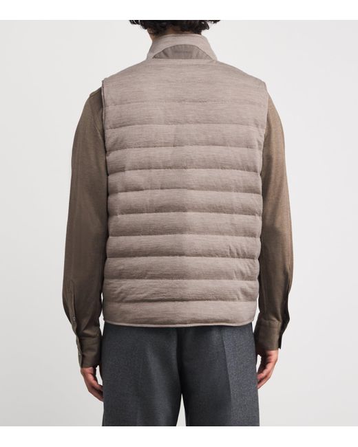 FIORONI CASHMERE Brown Cashmere-Down Reversible Gilet for men