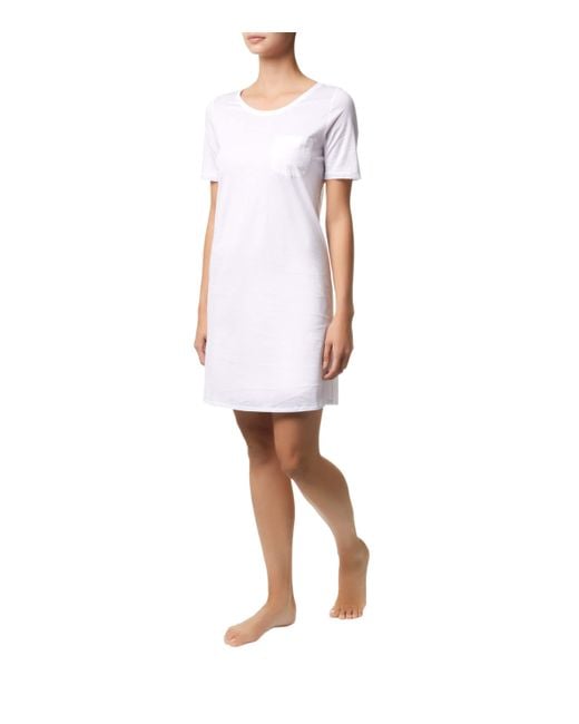 Hanro White Cotton Deluxe Short Sleeve Nightdress