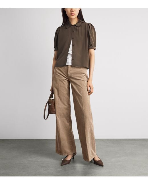 7 For All Mankind Natural Corduroy Lotta Wide-Leg Trousers