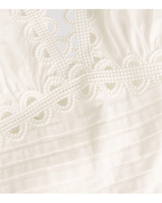 Sandro White Cotton Poplin Blouse