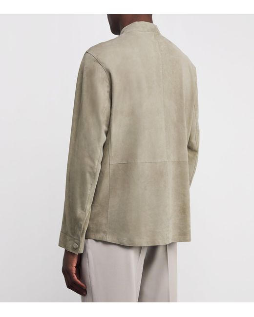 Giorgio Armani Gray Suede Overshirt for men