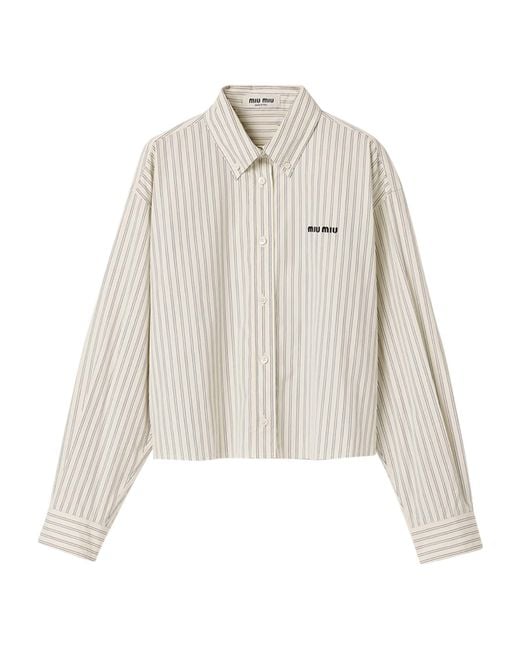 Miu Miu White Stripe Long-Sleeve Shirt