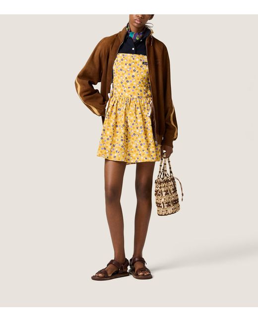 Miu Miu Metallic Floral Apron Mini Dress