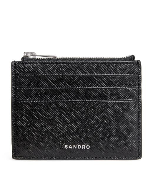 Sandro Black Leather Card Holder for men