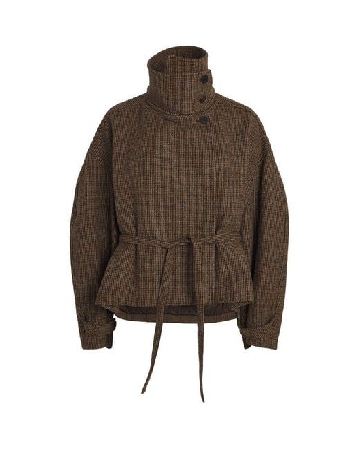 LE17SEPTEMBRE Wool Tweed High-Neck Jacket in Brown | Lyst UK