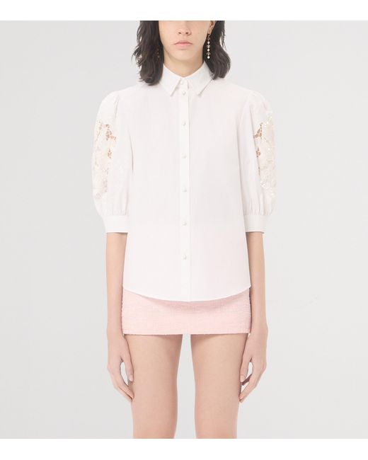 Valentino White Lace-Trim Shirt