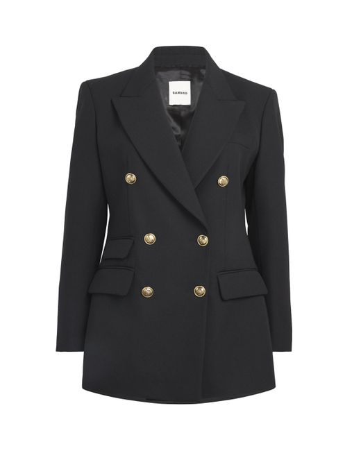 Sandro Black Virgin Wool-Blend Blazer