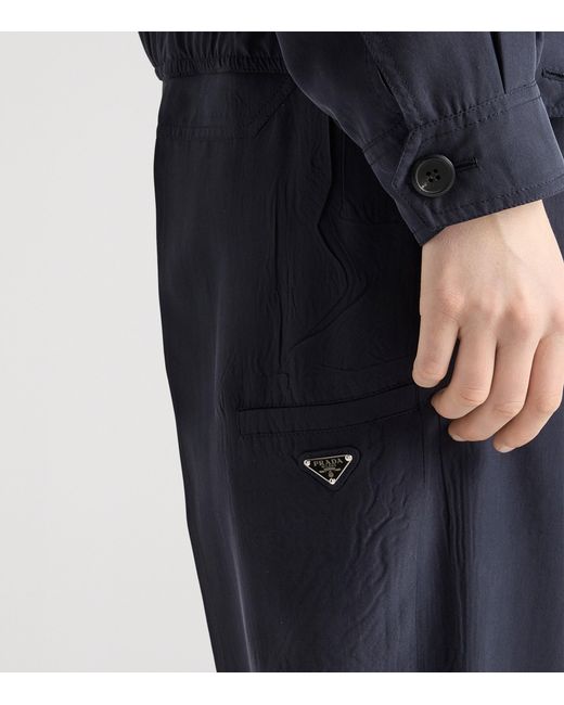 Prada Blue Silk Wide-Leg Trousers