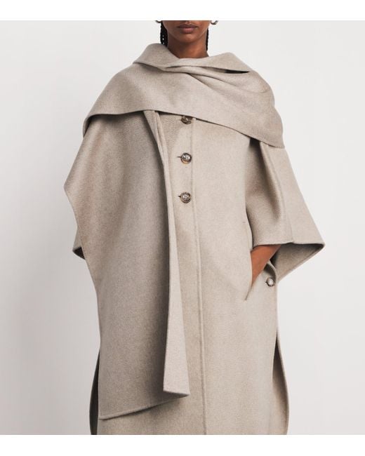 Max Mara Gray Cashmere Hooded Scarf