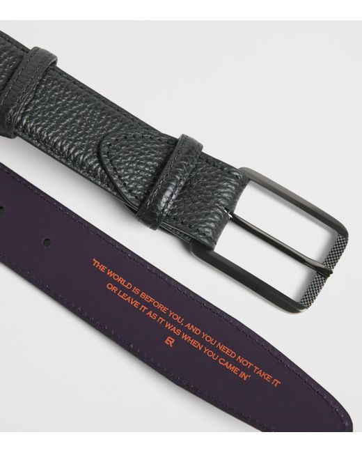 Elliot Rhodes Black Grained Leather Belt for men