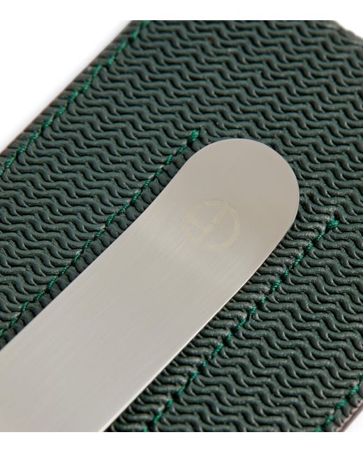 Giorgio Armani Green Embossed-Leather Card Holder for men
