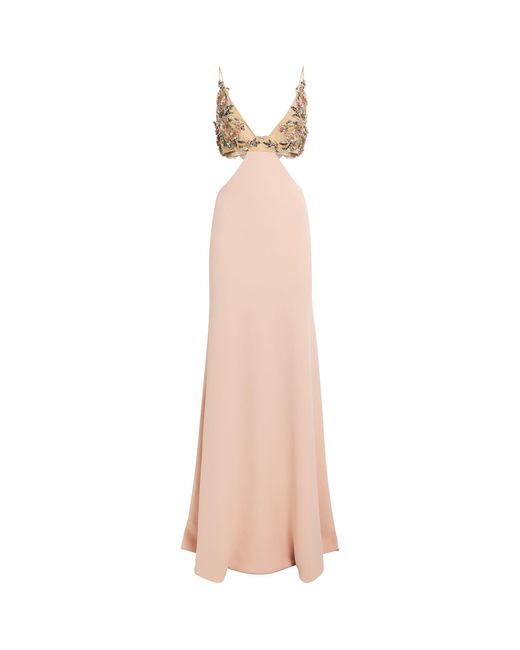 Costarellos Pink Cut-out Fiorella Gown
