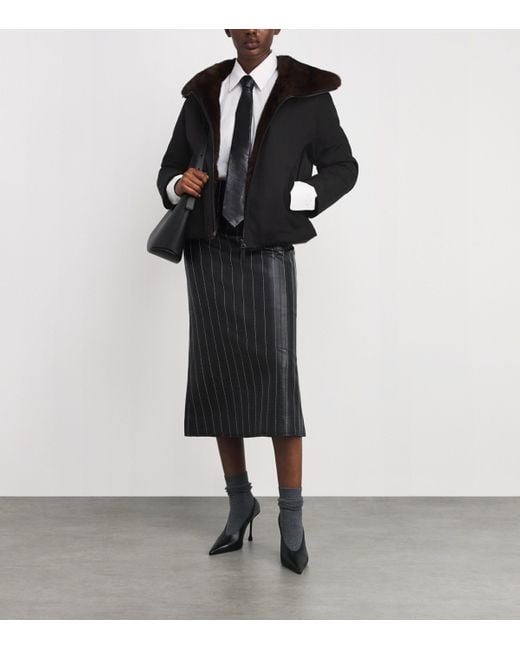 Yves Salomon Black Down-Mink Reversible Puffer Jacket