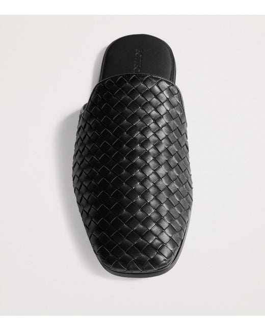 Bottega Veneta Black Leather Palazzo Slippers for men