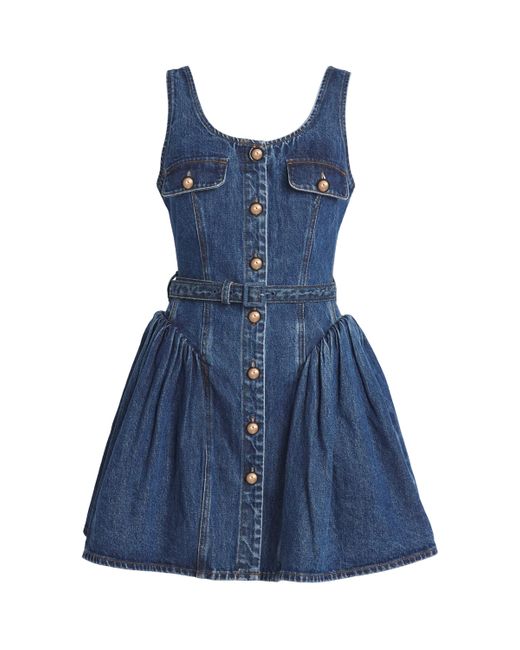 SELF-PORTRAIT ワンピース デニム Flared denim midi 964011 Flared Denim Midi Dress – self-portrait-EU