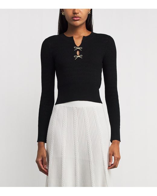 Claudie Pierlot Black Bow-Embellished Cut-Out Sweater
