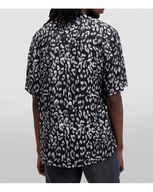 AllSaints Black Leopaz Leopard Print Shirt for men