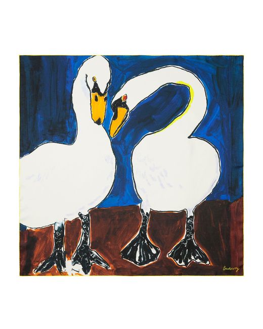 Burberry Blue Silk Swan Scarf