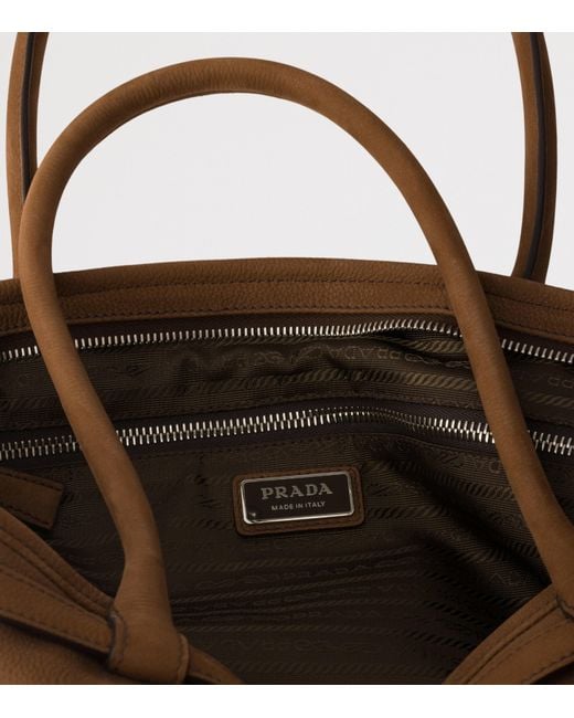 Prada Brown Large Leather Bonnie Top-Handle Bag for men