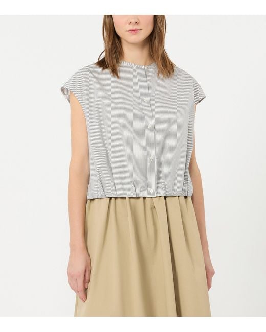 Weekend by Maxmara White Collarless Stripe Shirt