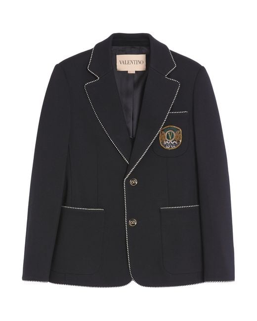 Valentino Garavani Black Virgin Wool Crest Blazer for men