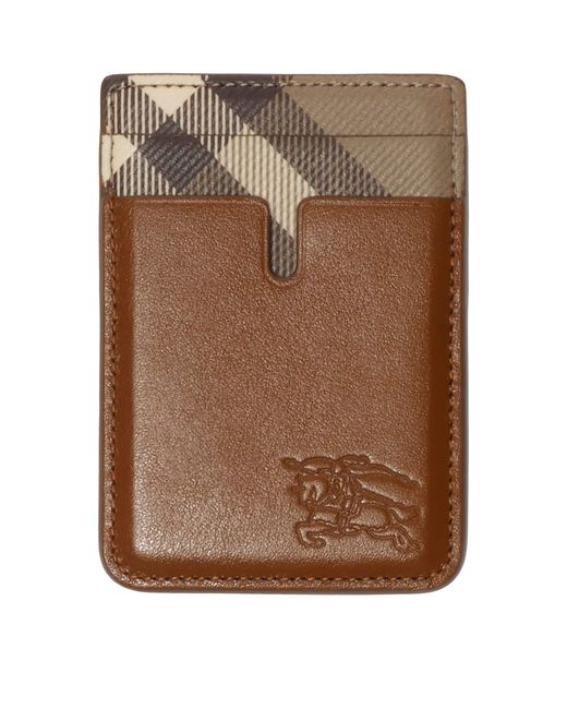 Burberry Brown Pop Check Magnetic Card Holder for men