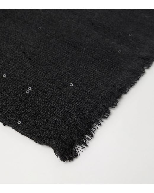 Brunello Cucinelli Black Cashmere-Silk Sequin Scarf