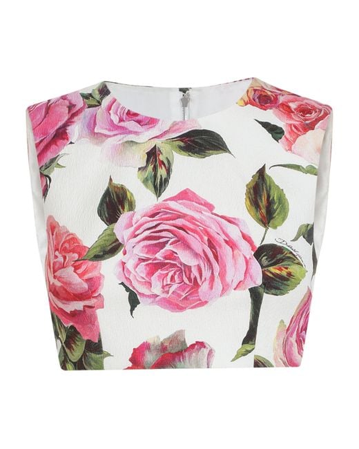 Dolce & Gabbana Pink Floral Crop Top