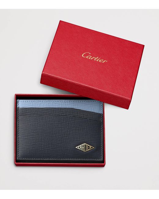 Cartier Blue Leather Losange Two-Tone Bifold Card Holder for men
