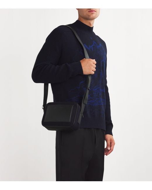 Emporio Armani Black Wool Felt Cross-Body Bag for men