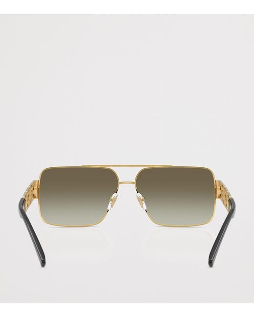 Versace Green Wire-Frame Rectangular Sunglasses for men