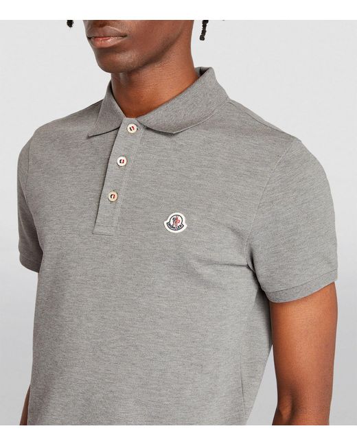 Moncler Gray Piqué Logo-patch Polo Shirt for men