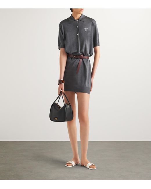 Prada Black Leather Darling Top-Handle Bag