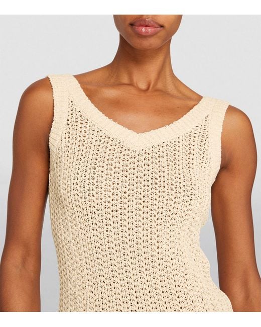 Max Mara White Cotton-blend Knitted Tank Top