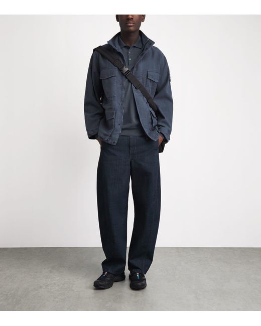 Stone Island Blue Virgin Wool Ghost Polo Sweater for men