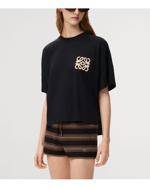 Loewe Black X Paula' Ibiza Stretch-Cotton Anagram T-Shirt