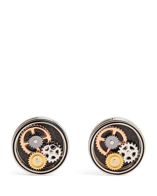 Tateossian Black Circle Gear Cufflinks for men