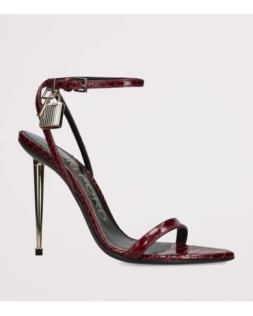 Tom Ford White Leather Padlock Sandals 105
