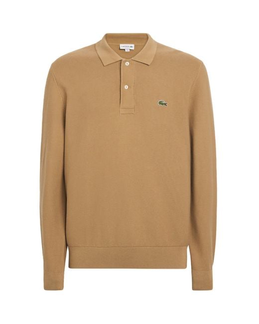 Lacoste Brown Cotton Piqué Polo Sweatshirt for men
