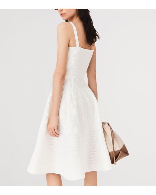Maje White Embellished Knit Midi Dress