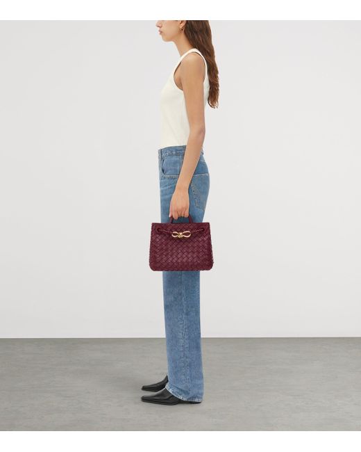 Bottega Veneta Red Small Leather Andiamo Top-Handle Bag