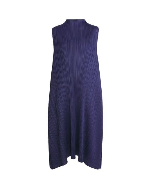 Pleats Please Issey Miyake Blue Efficient Square 2 Midi Dress