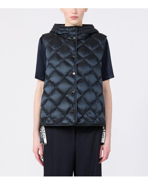 Max Mara Blue Down Padded Quilted Gilet