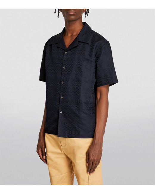 Missoni Blue Cotton-linen Zigzag Shirt for men
