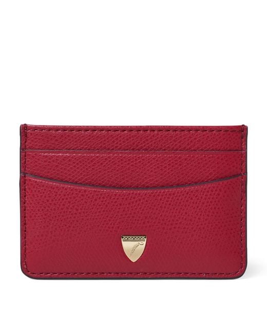 Aspinal Red Leather Logo Card Holder