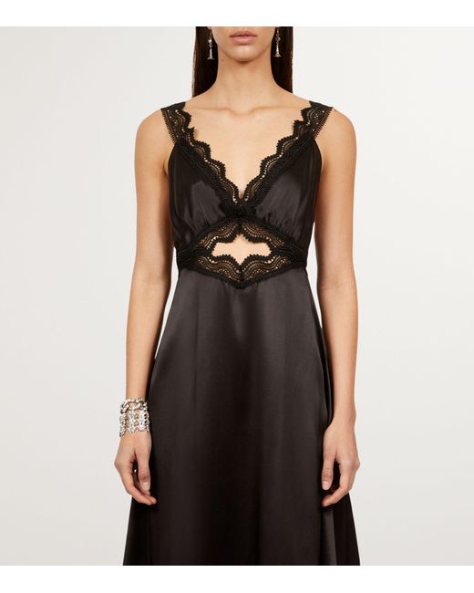 The Kooples Black Silk Lace-trimmed Slip Dress